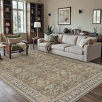 5x7 Brown Area Rug for Living Room Washable Vintage Distressed Carpet Bedroom Low Pile Non Slip Indoor Soft Retro Throw Accent Rug Office Kitchen Bathroom Dining Room