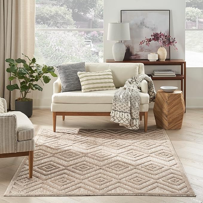 Nourison Home Versatile Natural Beige 4' x 6' Area Rug - Easy Clean, Non Shedding, Bed Room, Living Room, Dining Room, Kitchen (4' x 6')