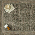 Entryway Area Rug 3x5 Green Brown Vintage Washable Office Carpet Traditional Distressed Indoor Entry Soft Non Slip Small Door Mat Retro Low Pile Thin Rug for Kitchen Laundry Bedroom