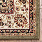 Well Woven Barclay Collection Medallion Kashan Green 8 ft Round Rug - for Living Room, Bedroom, and Dining Room