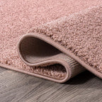 Eyely UES100P-212 Supersoft Haze Solid Low-Pile Indoor Runner Rug, Coastal, Bohemian, Minimalist, Classic, Casual for Bedroom,Kitchen,Living Room,Non Shedding,Easy-Washing, Pink, 2 X 12