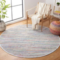 SAFAVIEH Rag Rug Collection 8' Round Grey/Multi RAR121M Handmade Boho Stripe Cotton Area Rug