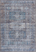 Bloom Rugs Washable 4' x 6' Rug - Slate Gray/Blue Traditional Area Rug for Living Room, Bedroom, Dining Room, and Kitchen - Exact Size: 4' x 6'