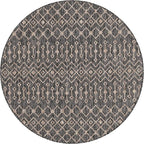 Unique Loom Outdoor Trellis Collection Area Rug - Tribal Trellis (5' 3" Round, Charcoal Gray/ Natural)