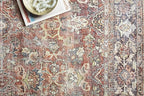Loloi Layla Collection LAY-02 Spice/Marine 2'-3" x 3'-9" .13" Thick Accent Rug, Soft, Durable, Vintage Inspired, Distressed, Low Pile, Non-Shedding, Easy Clean, Printed, Living Room Rug