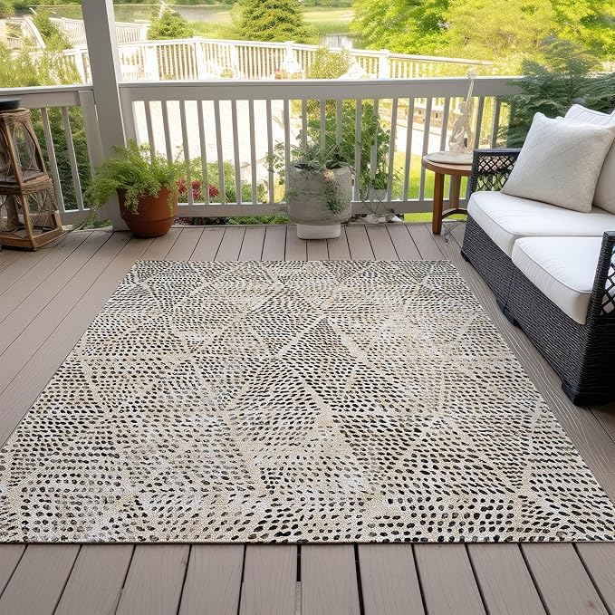 Addison Rugs Chantille ACN591 Beige 8' x 10' Indoor Outdoor Area Rug, Easy Clean, Machine Washable, Non Shedding, Bedroom, Living Room, Dining Room, Kitchen, Patio Rug