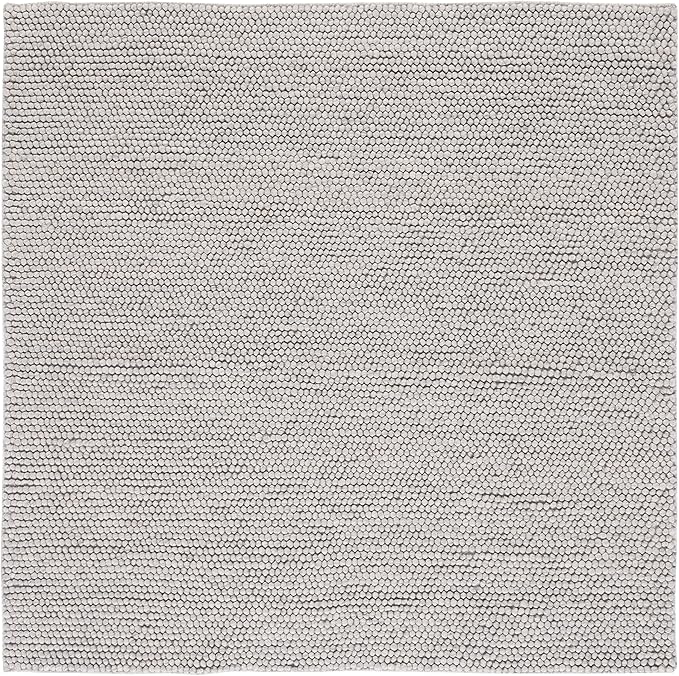 SAFAVIEH Natura Collection Area Rug - 4' Square, Silver, Handmade Wool Blend, Textured Design, Ideal for Living Room, Bedroom, Dining Space (NAT620C)