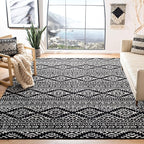 SAFAVIEH Area Rug 12x15 - Tulum Collection - Large - Black & Ivory, Moroccan Boho Tribal Design, Non-Shedding & Easy to Clean, Ideal for Living Room, Bedroom, Dining Space (TUL272Z)