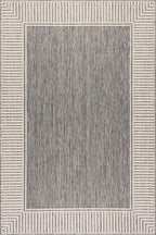 Nuloom Asha Grey/Ivory, 9'6" x 12', Casual, Striped Border, Soft and Cozy, High Traffic, Stain Resistant, Easy Clean, Durable Area Rug for Indoor/Outdoor Patio, Deck, Porch, Garden, Courtyard