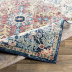 Livabliss Area Rugs - 7x9 Odelia Vintage Boho Aqua Burgandy Blue Area Rug for Living Room Bedroom - Floral Medallion Stain Resistant Carpet for Kitchen, Nursery, Office (6'7" x 9')