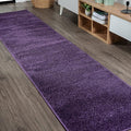 Eyely UES100N-216 Supersoft Haze Solid Low-Pile Indoor Runner Rug, Coastal, Bohemian, Minimalist, Classic, Casual for Bedroom,Kitchen,Living Room,Non Shedding,Easy-Washing, Purple, 2 X 16
