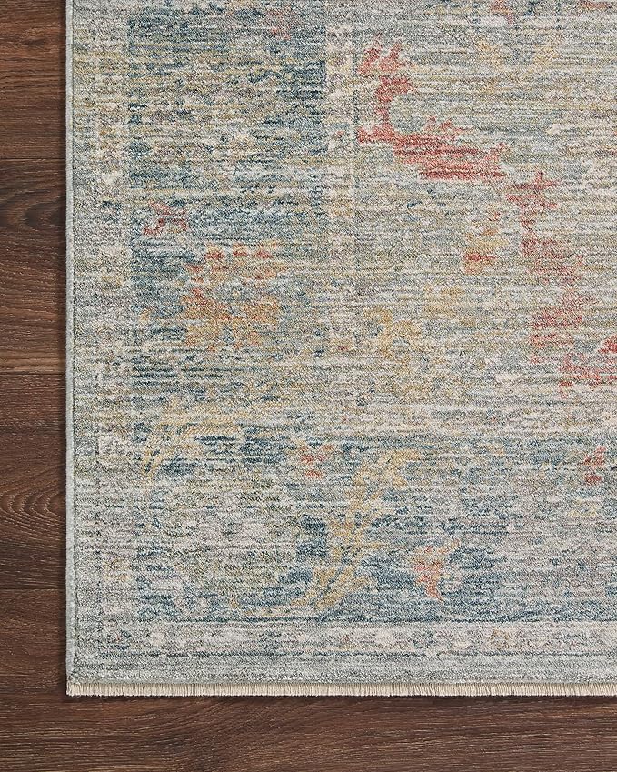 Loloi Magnolia Home by Joanna Gaines Millie Collection MIE-04 Slate/Multi 5'-3" x 7'-6", .25" Pile Height, Area Rug