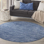 Nourison Home Nourison Essentials Navy Blue 6' x Round Area Rug - Easy Clean, Non Shedding, Bed Room, Living Room, Dining Room, Kitchen (6' x Round)