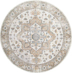 Nourison Home Astra Machine Washable Silver Grey 7'10" x Round Area Rug - Easy Clean, Non Shedding, Bed Room, Living Room, Dining Room, Kitchen (8' x Round)