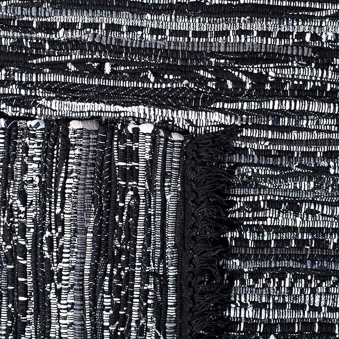 SAFAVIEH Rag Rug Collection Accent Rug - 2'6" x 4', Black, Handmade Boho Stripe Cotton, Ideal for High Traffic Areas in Entryway, Living Room, Bedroom (RAR121Z)