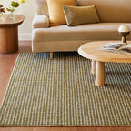Rugs USA Melrose Checked Wool Area Rug - 5x8 Area Rug Contemporary Moss/Ivory for Living Room Bedroom Dining Room Kitchen