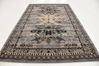 Unique Loom Taftan Collection Border Geometric Tribal Inspired Design Area Rug (6' 0 x 9' 0 Rectangular, Gray/ Black)