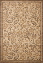 Loloi Chris Loves Julia Rue Collection RUE-03 Bark/Mocha 8'-6" x 11'-6" Area Rug Jute Neutral Floral Living Room Bedroom Rug