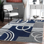 GLORY RUGS Area Rug Modern Soft Hand Carved Contemporary Floor Carpet with Premium Fluffy Texture for Indoor Living Dining Room and Bedroom Area (5x7, Navy)