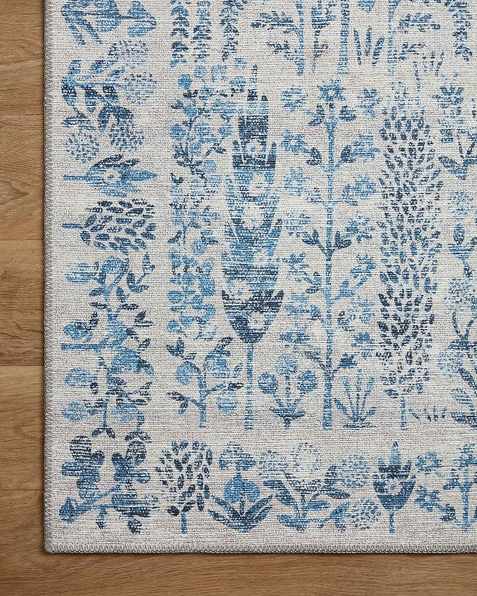 Loloi Rifle Paper Co. Maison Collection MAO-07 Blue 3'-9" x 5'-6", .19" Pile Height, Accent Rug