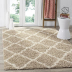 SAFAVIEH Dallas Shag Collection Accent Rug - 4' x 6', Beige & Ivory, Trellis Design, Non-Shedding & Easy Care, 1.5-inch Thick Ideal for High Traffic Areas in Entryway, Living Room, Bedroom (SGD257D)