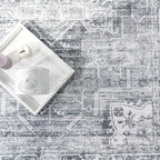 Paco Home Area Rug Modern Oriental Design in Vintage Look in Grey, Size: 6'7" x 9'2"