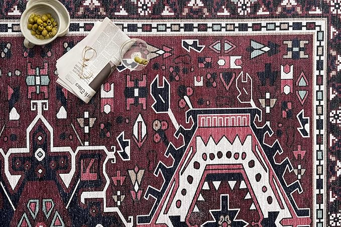 Fame Living Washable Area Rug. Modern Farmhouse. Vintage. Turkish. Bohemian. Distressed. Oriental. Traditional. Rugs for Living Room. Dining. Bedroom. Office. Entryway. Foyer. (851RR, 7'5" x 9'8")