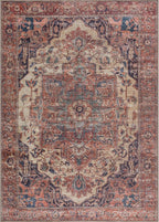 Bloom Rugs Washable Non-Slip 2' x 3' Rug - Beige/Terracotta Traditional Oriental Area Rug for Living Room, Bedroom, Dining Room, and Kitchen - Exact Size: 2' x 3'