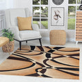 GLORY RUGS Modern Area Rug 4x6 Beige Swirls Carpet Bedroom Living Room Contemporary Dining Accent Sevilla Collection 4816A (Brown)