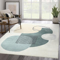 Abani Deco Collection Area Rug -Cream/Green Minimalist Design -5'3" x 7'6"(5'x8') - Easy to Clean - Durable for Kids and Pets - Non-Shedding - Medium Pile- for Living Room, Bedroom & Office