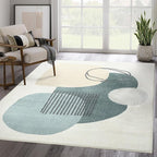 Abani Deco Collection Area Rug -Cream/Green Minimalist Design -5'3" x 7'6"(5'x8') - Easy to Clean - Durable for Kids and Pets - Non-Shedding - Medium Pile- for Living Room, Bedroom & Office