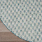 Nourison Home Courtyard Ivory Aqua 5' x 8' Oval Area Rug - Easy Clean, Non Shedding, Bed Room, Living Room, Dining Room, Kitchen (5' x 8' Oval)