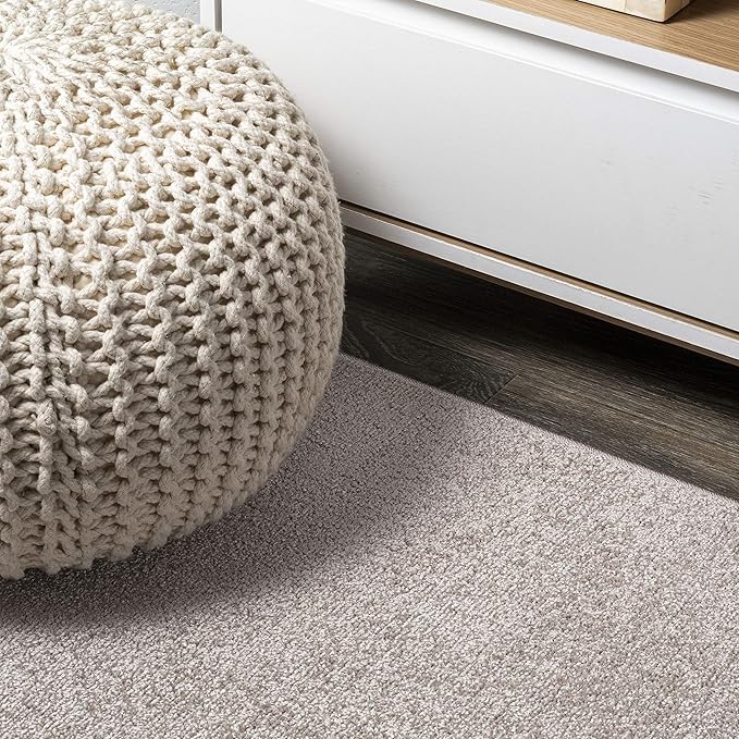 JONATHAN Y Haze Solid Low-Pile Beige 5x8 Oval Indoor Area Rug, Coastal,Bohemian,Minimalist,Classic, Easy-Cleaning for Living Room,Bedroom,Kitchen,Pet Friendly,Non-Shedding (SEU100G-5OV)