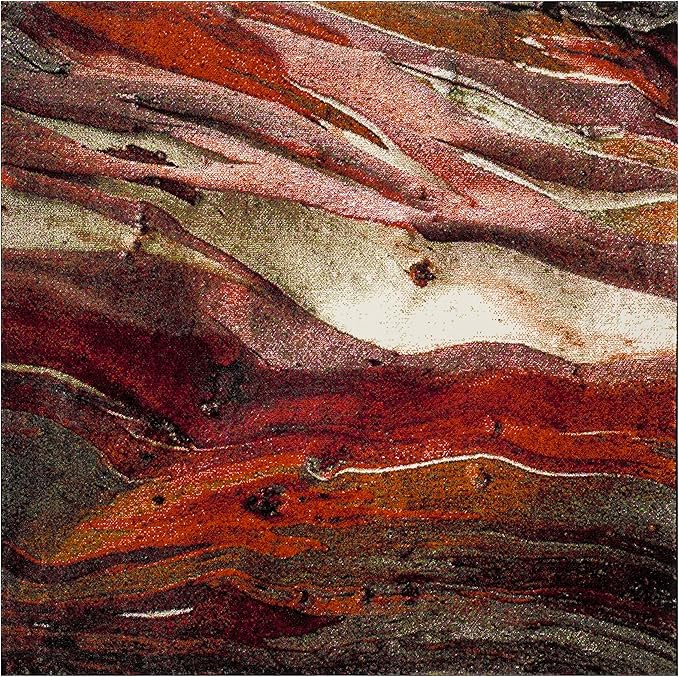 SAFAVIEH Glacier Collection Area Rug - 12' Square, Red & Multi, Modern Abstract Design, Non-Shedding & Easy Care, Ideal for High Traffic Areas in Living Room, Bedroom (GLA126A)