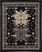 Unique Loom Taftan Collection Border Geometric Tribal Inspired Design Area Rug (8' 0 x 10' 0 Rectangular, Black/ Gray)