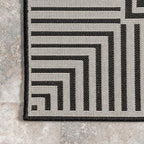 Nuloom Asha Black/Ivory, 4' x 6', Casual, Striped Border, Soft and Cozy, High Traffic, Stain Resistant, Easy Clean, Durable Area Rug for Indoor/Outdoor Patio, Deck, Porch, Garden, Courtyard
