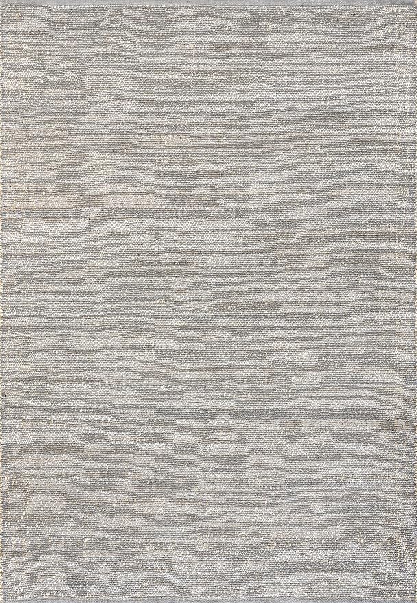 nuLOOM 8x10 Elfriede Jute & Cotton Hand Woven Area Rug, Grey, Solid Rustic Farmhouse Style, Weaved Design, Natural Fiber, For Bedroom, Living Room, Dining Room, Hallway, Office, Entryway