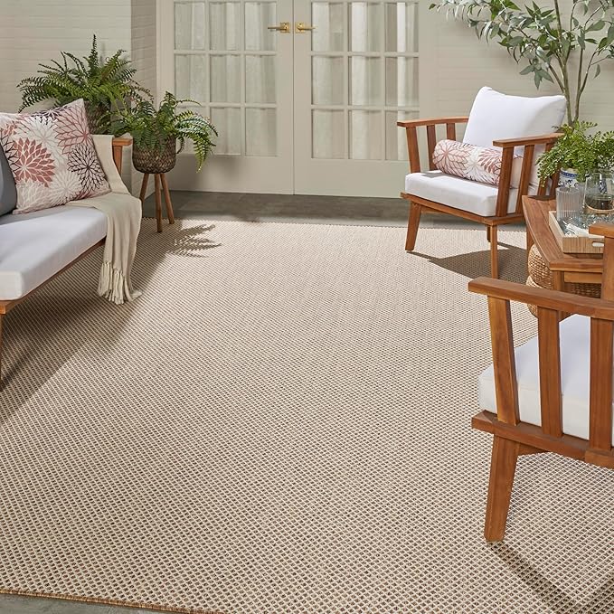 Nourison Home Courtyard Jute Ivory 9' x 12' Area Rug - Easy Clean, Non Shedding, Bed Room, Living Room, Dining Room, Kitchen (9' x 12')