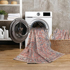 GLN Rugs Traditional Collection - Machine Washable Area Rug, Traditional Washable, Non Slip, Low Pile Chenille Rug, Living Room, Bedroom, Kitchen Rug (2'6" x 10' Terra/Multicolor 1168)