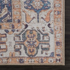 Bloom Rugs Washable 3' x 5' Rug - Orange/Blue/Beige Traditional Area Rug for Living Room, Bedroom, Dining Room, and Kitchen - Exact Size: 3' x 5'