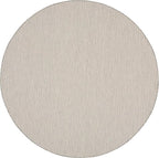 Nourison Home Courtyard Ivory Silver 6' x Round Area Rug - Easy Clean, Non Shedding, Bed Room, Living Room, Dining Room, Kitchen (6' x Round)