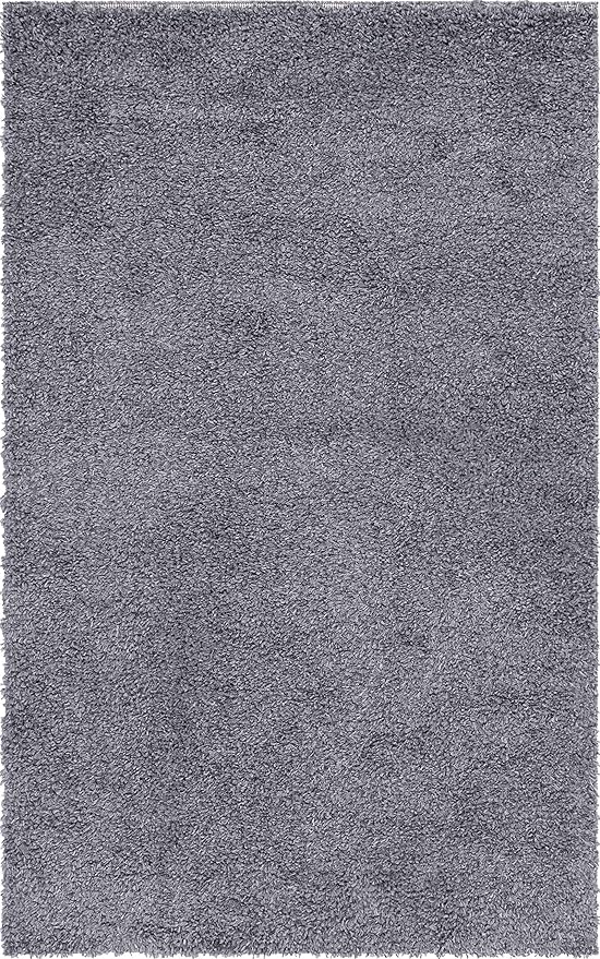 Unique Loom Davos Shag Collection Area Rug - Solid (5' 3" x 8' Rectangle, Peppercorn)