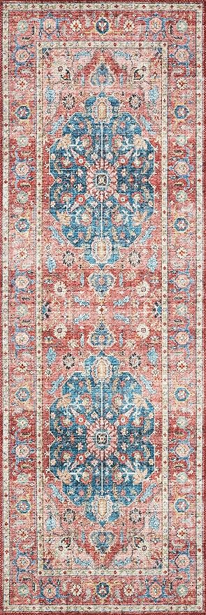 Loloi Skye Collection SKY-05 Brick/Ocean 2'-6" x 12'-0" Runner Rug
