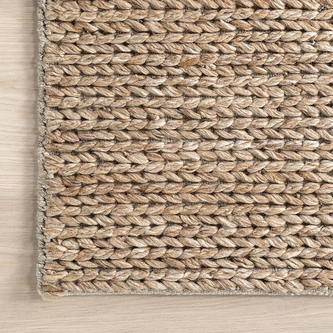 Nuloom Penelope Tan, 6' x 9', Hand-Braided, Wool & Cotton, Soft and Textured, High Traffic, Stain Resistant, Easy Clean, Durable Area Rug for Bedroom, Living Room, Dining, Foyer, Entryway