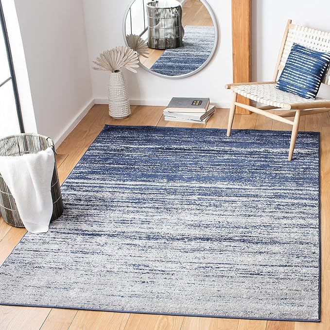SAFAVIEH Area Rug 6x8 - Adirondack Collection - Navy & Grey, Modern Ombre Design, Non Shedding & Easy to Clean, Ideal for Living Room, Bedroom, Office, Dining Space (ADR113E)