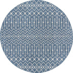 Unique Loom Outdoor Trellis Collection Area Rug - Tribal Trellis (10' Round, Blue/ Ivory)