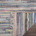 SAFAVIEH Rag Rug Collection Runner Rug - 2'3" x 12', Grey & Multi, Handmade Boho Stripe Cotton, Ideal for High Traffic Areas in Living Room, Bedroom (RAR121M)