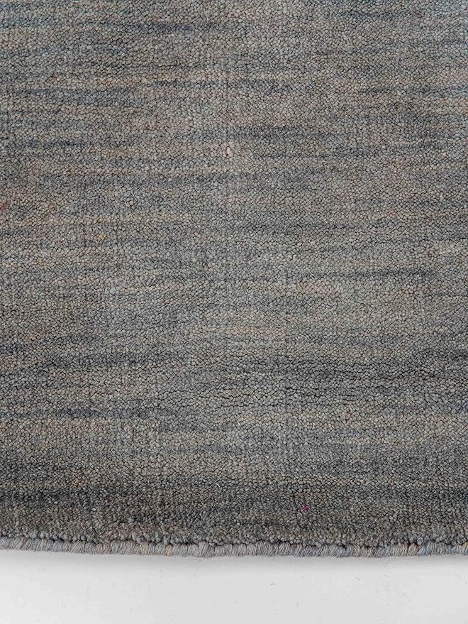 Hand Knotted Loom Wool ECO-Friendly Area Rugs - 10'x10', Round, Light Blue Color, Solid Plain Design, High Pile Handmade Anti Skid Area Rugs for Living Room, Bed Room (L00111)