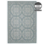 FH Home Flat Woven Outdoor Rug - Waterproof, Easy to Clean, Stain Resistant - Premium Polypropylene Yarn - Persian Farmhouse - Large Patio, Deck, Sunroom - Marbella - Ocean - 7ft 10 in x 10ft 9in