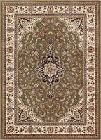 Well Woven Barclay Collection Medallion Kashan Green 4x5 Area Rug - for Entryways, Small Bedrooms, Living Rooms